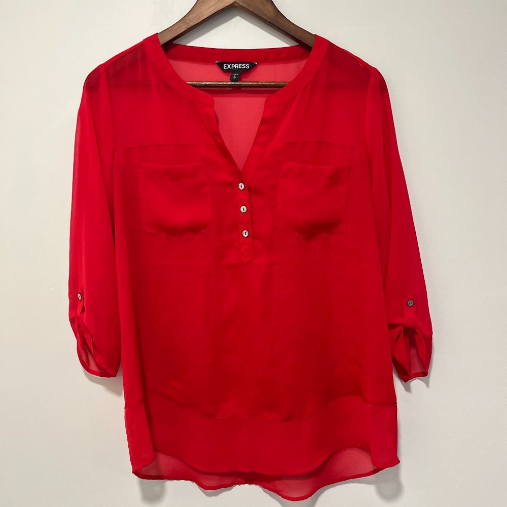 Express Red Chiffon Blouse